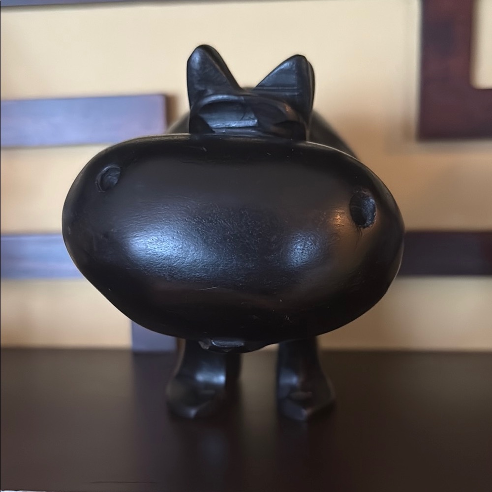 Hand Carved Wood House Hippo Sculpture Art - Picture 4 of 9